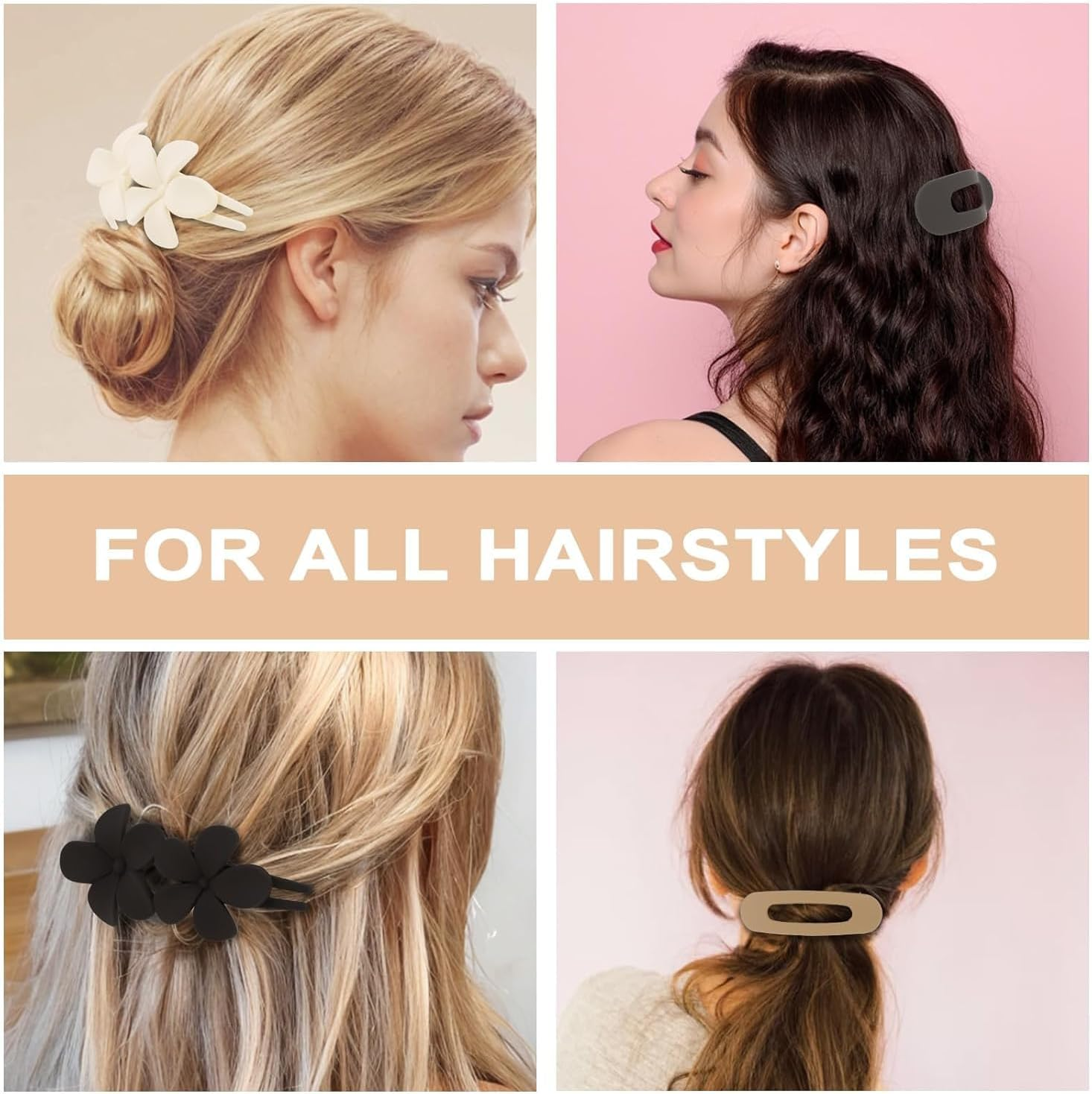 Big Flat Hair Clip Female Crocodile Claw Thick Duckbill French Matte Girl Barrette Accessories 12 Suitable for Thick and Thin Hair Girl Wedding Party Christmas Party Hair Barrettes