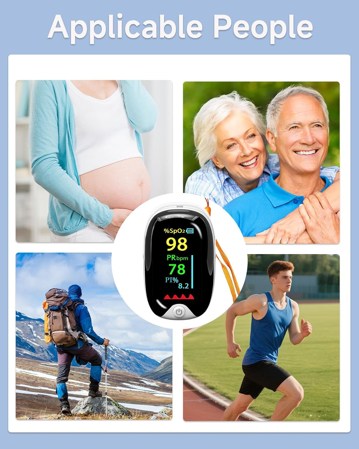 Pulse Oximeter & Heart Rate Monitor, Oxygen Saturation Monitor for Adults, LED Display, Nurse Accessories & Medical Supplies, Track of Oxygen Levels, White Gem Shape Design image number 1