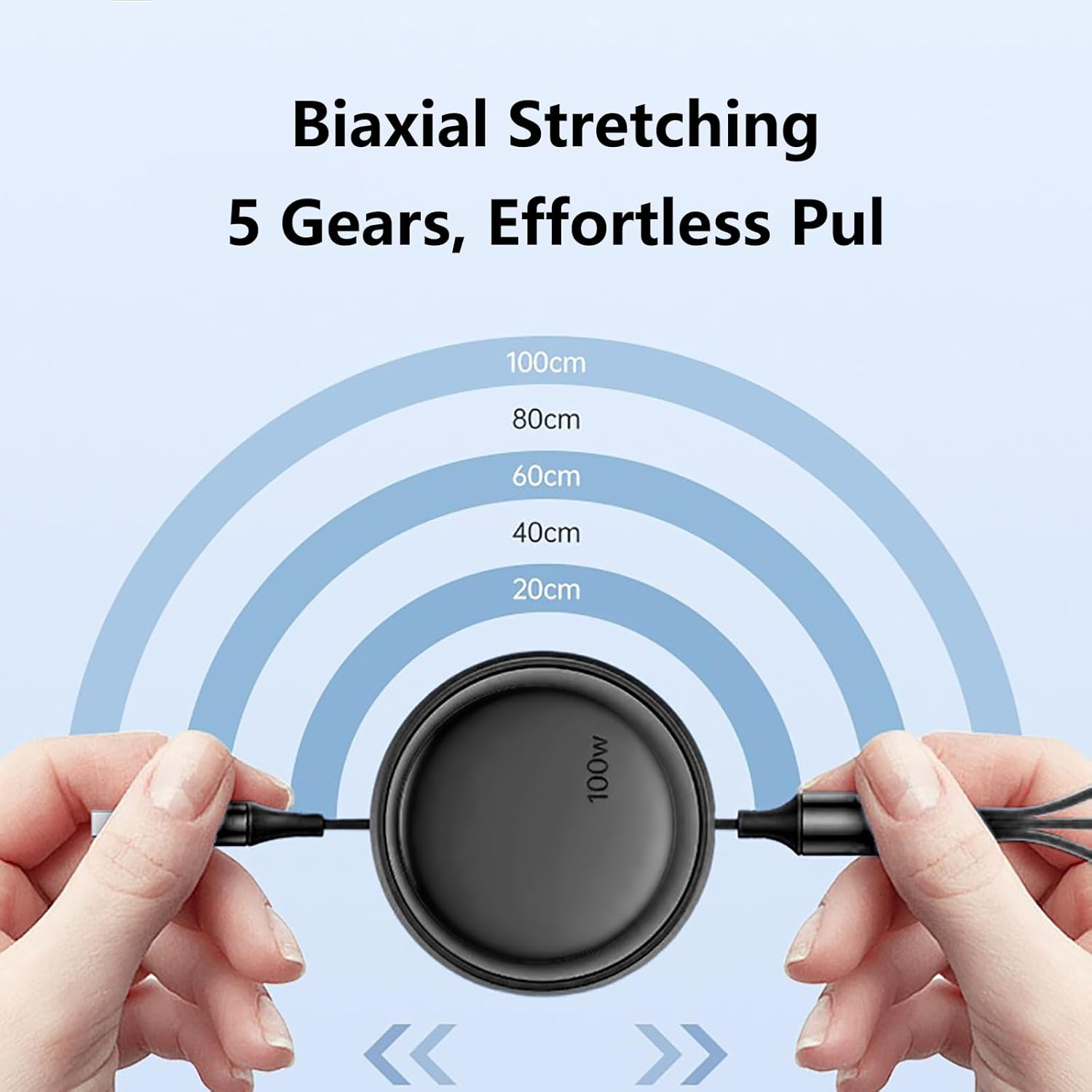 AMITOME 100W Retractable Multi 5 in 1 Fast Charging Cable,Usb A/USB C Cord with IP Port/Usb C/Micro USB Mfi Certified Charging Cord Compatible with Iphone 17 16 15 14 13 plus Pro Max Macbook-White - Black image number 6