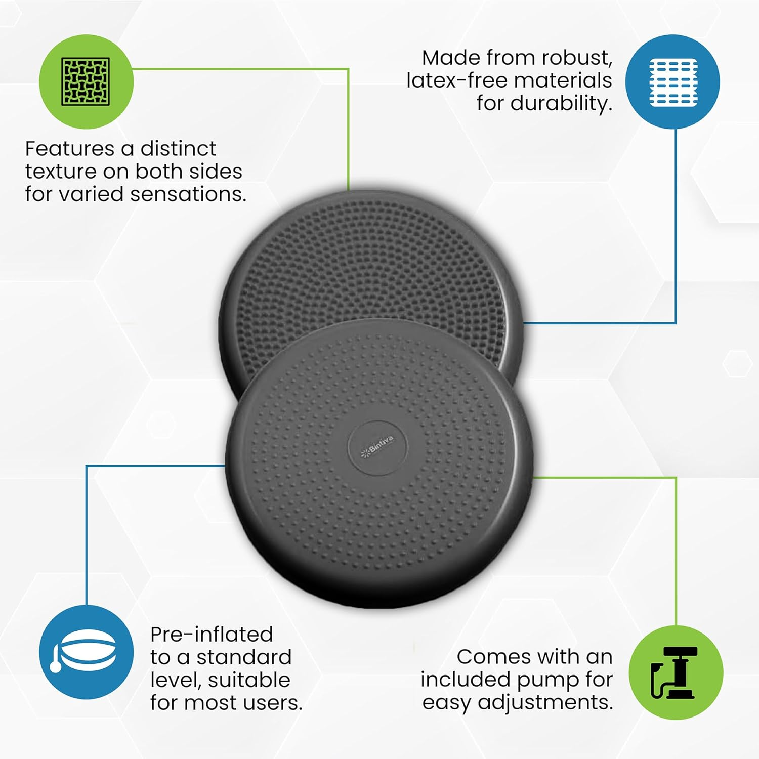 Bintiva Inflated Stability Wobble Cushion, Including Free Pump/Exercise Fitness Core Balance Disc image number 2