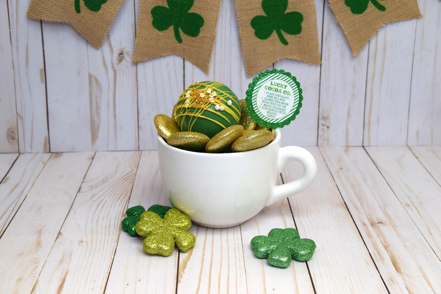 Lucky Cocoa Co. Festive Mug Themed St. Patrick'S Day Hot Cocoa Bomb Sticker Labels, Total of 40 2" Circle Stickers (20 Sets of 2) by Amandacreation image number 3