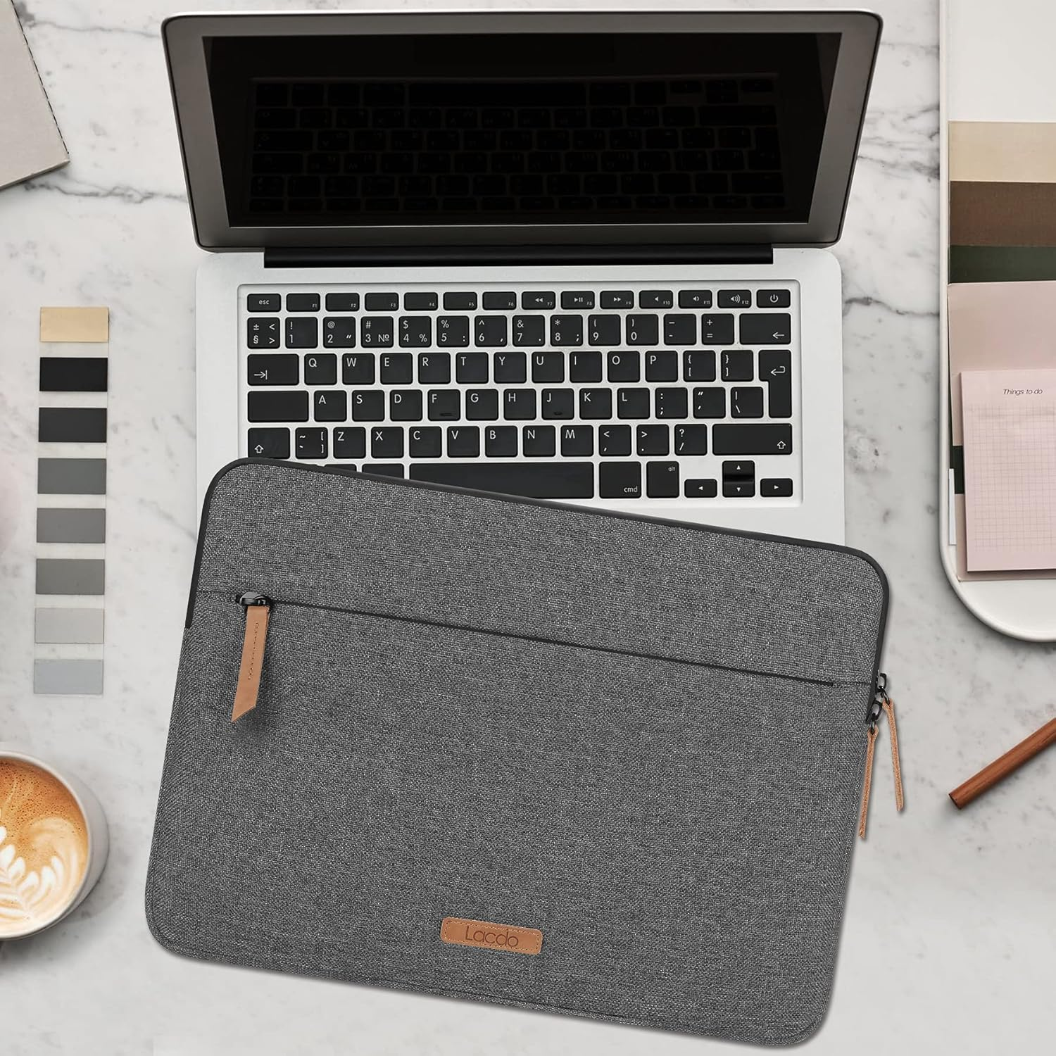 Lacdo 360&deg; Protective Laptop Sleeve Case for 15 Inch Macbook Air M4 A3241 2025, M3 A3114, M2 A2941 2024-2023, 15" Macbook Pro A1990 A1707, Dell XPS 15 plus Computer Bag with Accessory Pouch, Dark Gray image number 3