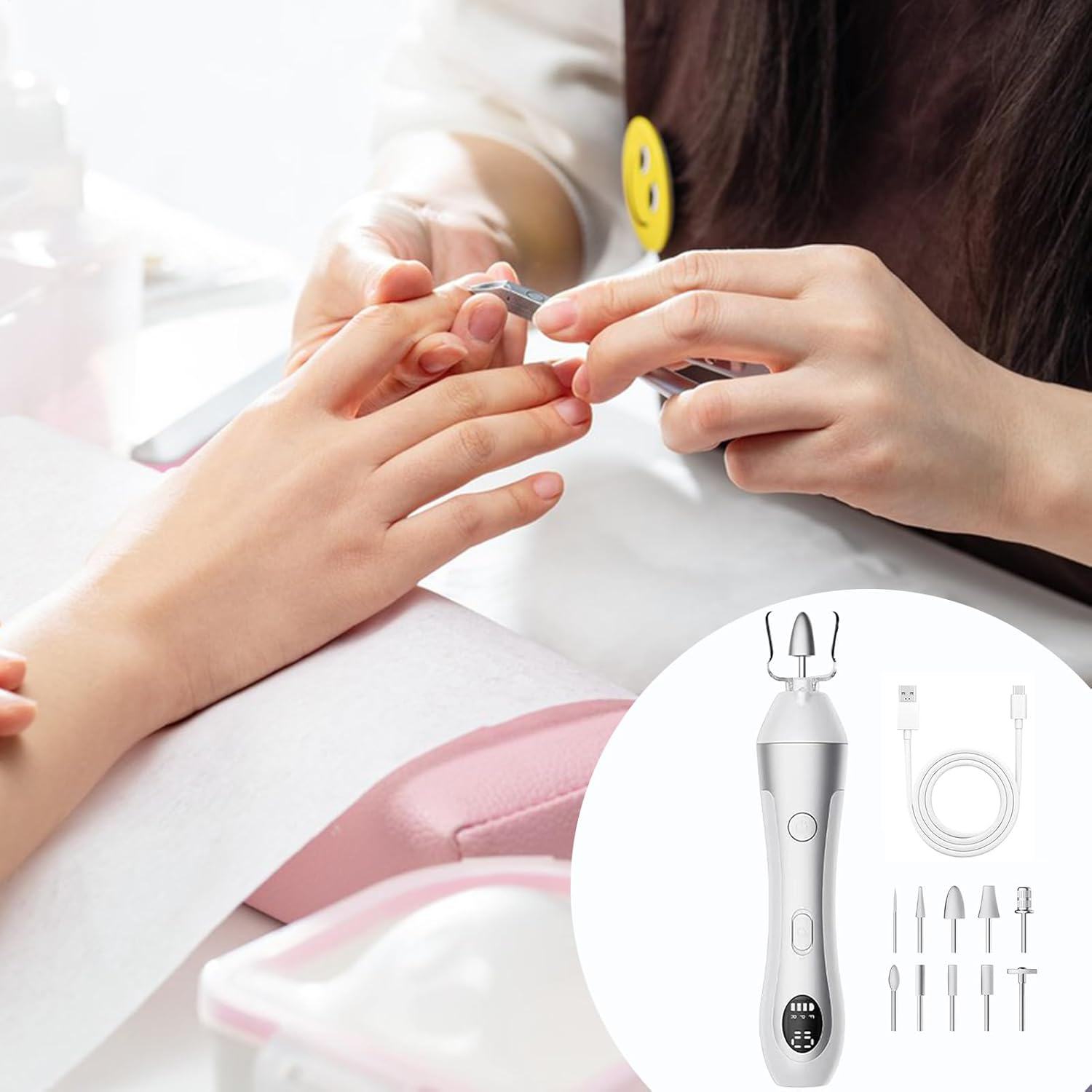 Nail File Electric Tool, Nail Grinder Electric Professional, Salon-Grade Rechargeable Manicure Supplies for Home Beginners Professionals Fingernails Art