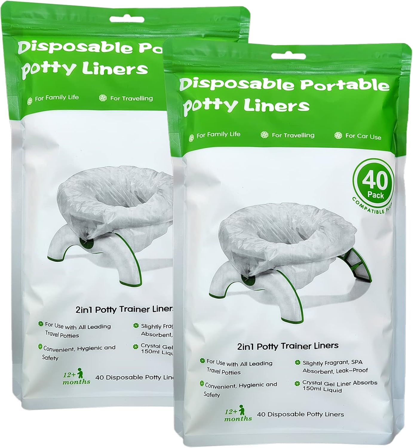 80 Disposable Potty Bags, Potty Liners Compatible with OXO Tot 2-In-1 Go Potty, Potty Refill Bags for Toddler Toilet, Universal Potty Training Bags Fit Most Potty Chairs, Seats, Portable Travel Toilet image number 4