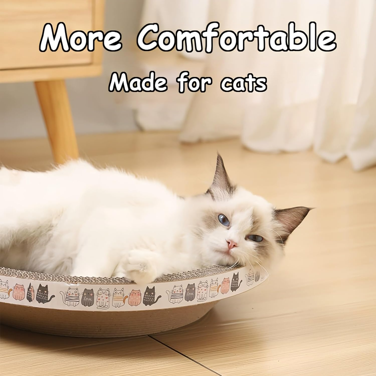 Taoluwin Cat Scratcher, Multi-Functional Cat Scratching Board, Kitty Scratcher Bowl with Durable Design, Waterproof Edges, Thick Cardboard Pad for Kitties to Play, Sleep & Scratch image number 6