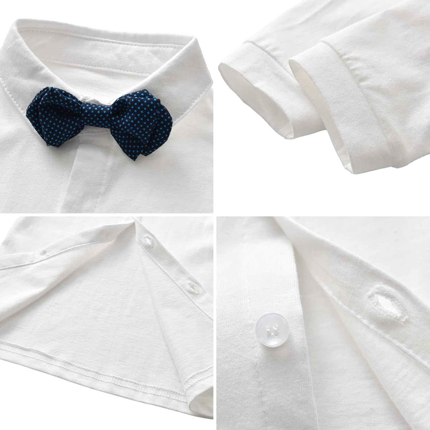 Amokk Baby Boy Formal Outfits White Shirt + Plaid Waistcoat + Pants + Bowtie 4Pcs Gentleman Clothing Set for 1St Birthday image number 2