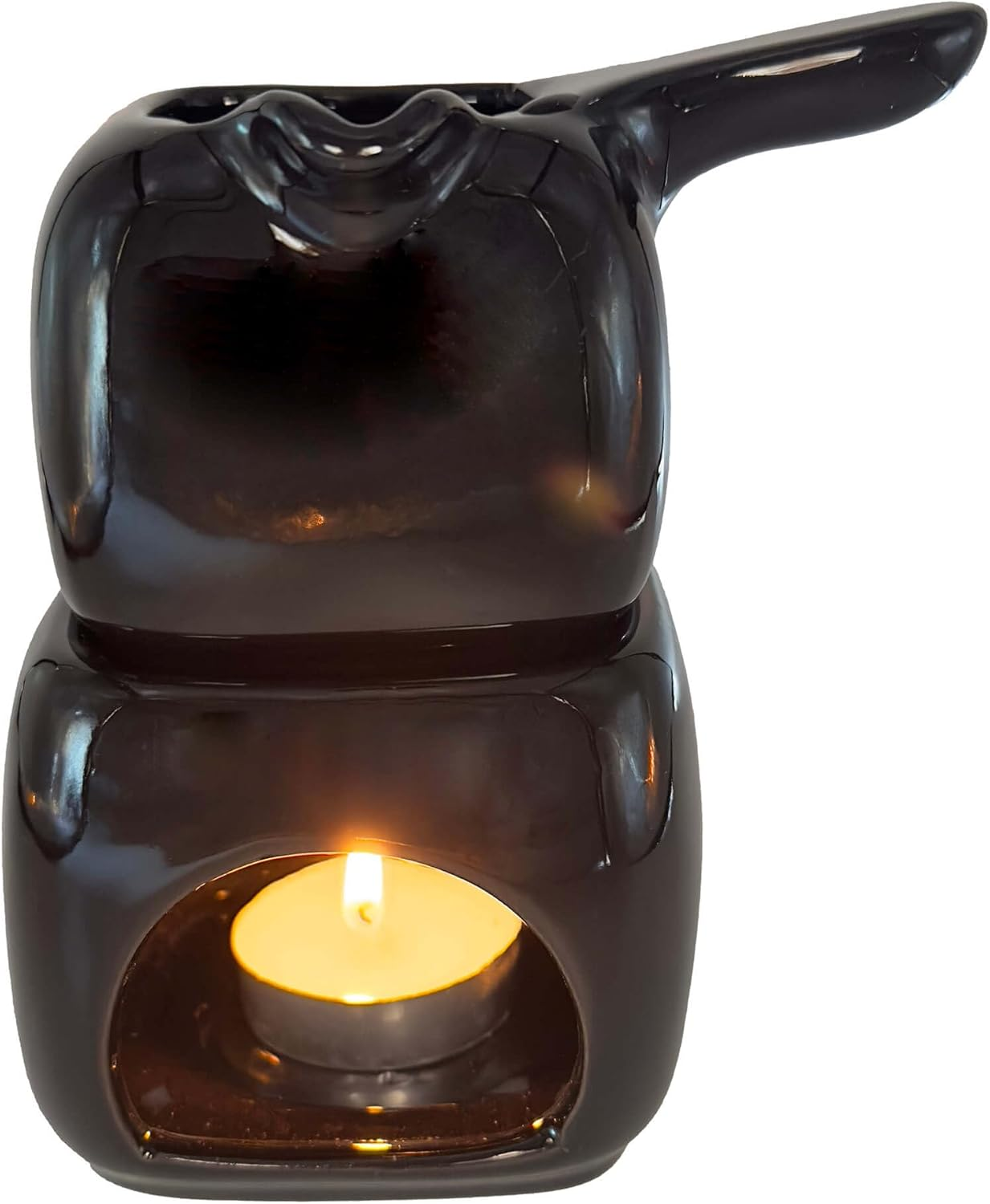 Black Ceramic Candle Diffuser, Tea Light Wax Melt Warmer, Oil Burner for Scented Oil