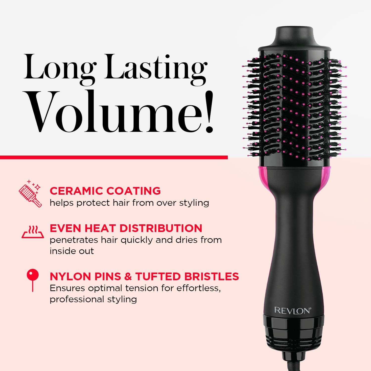Revlon One-Step Volumiser Original 1.0 Blowout Brush, AU Plug, Black image number 2