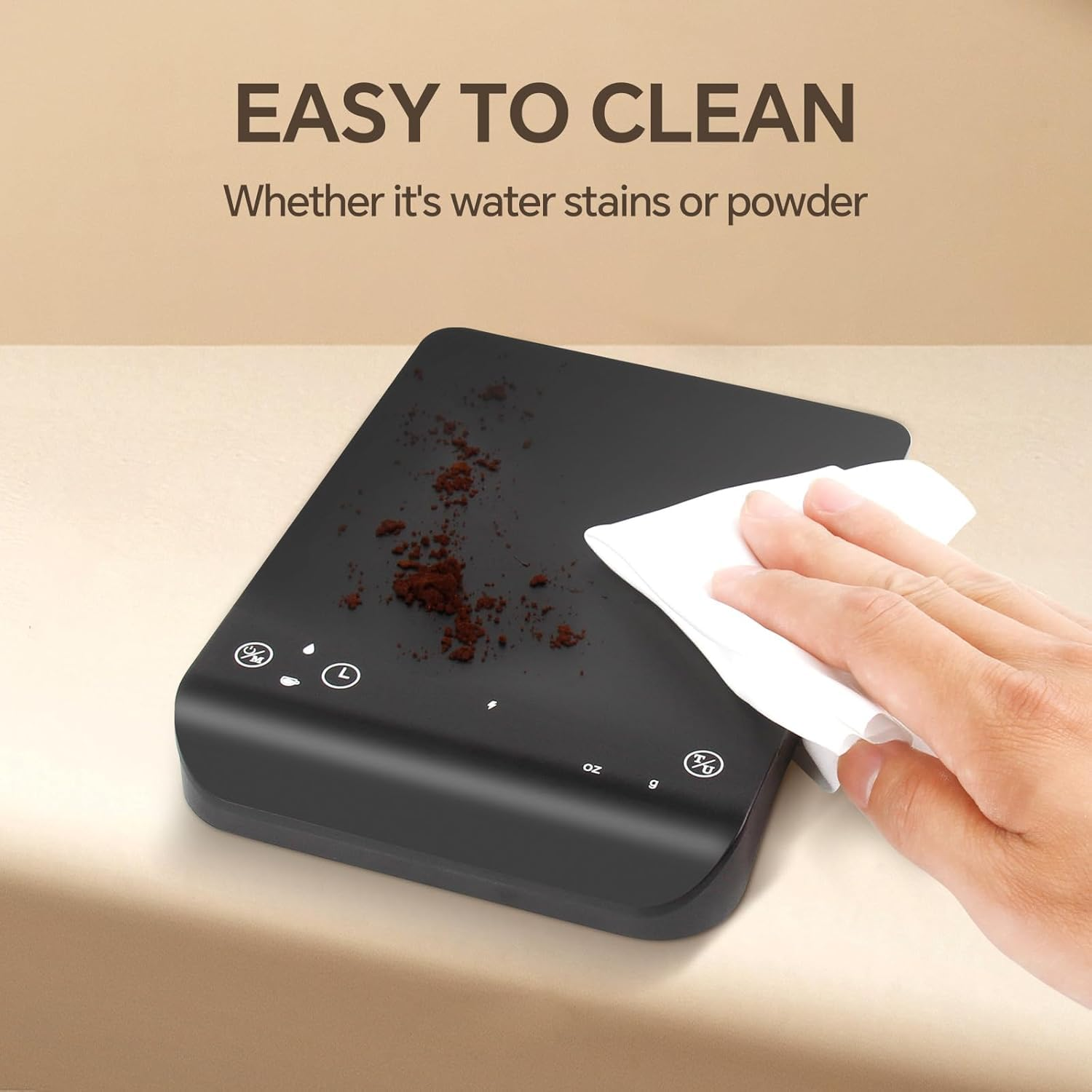 Mini Coffee Scale with Timer, Rechargeable Espresso Scale, Drip Coffee Scale 3Kg/0.1G High Precision, Automatic Peeling Timer, Touch Sensor - Black