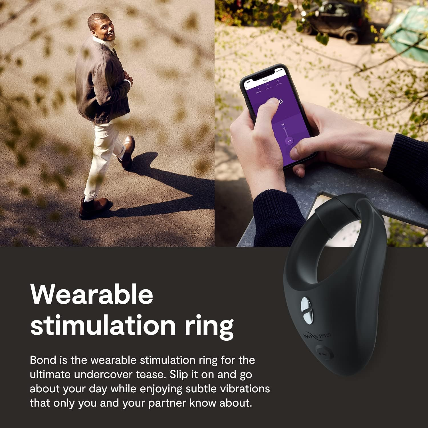 We-Vibe Bond Wearable Cock Ring - Vibrating Penis Ring with Easy-On Quick-Release - App & Remote Controlled - 2 Sizes with Custom Fit Link 35-42Mm - Adult Sex Toys for Men and Couples image number 2
