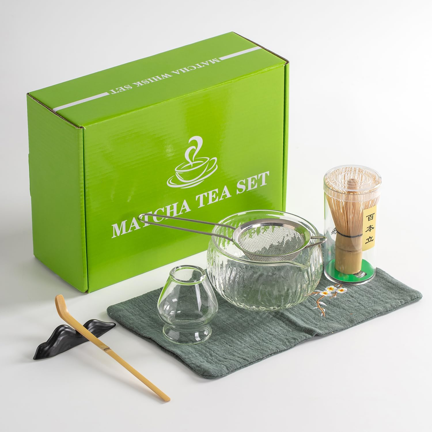 Matcha Whisk Set 7 Piece Japanese Home Use Glass Transparent Set for Home Do-It-Yourself Matcha Tea, Coffee Drinks, Kitchen Helper for Friends and Family image number 1