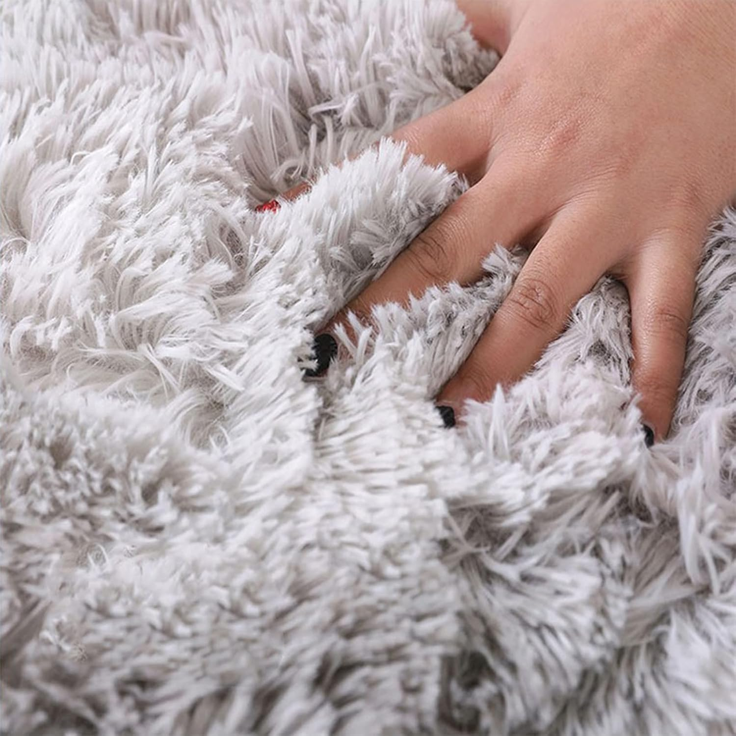 Large Area Rugs for Living Room Bedroom, Fluffy Soft Plush Carpet, Tie-Dyed Floor Gray Rug for Girls Kids Nursery Room Home Decor (White Gray, 160&times;200Cm) image number 3