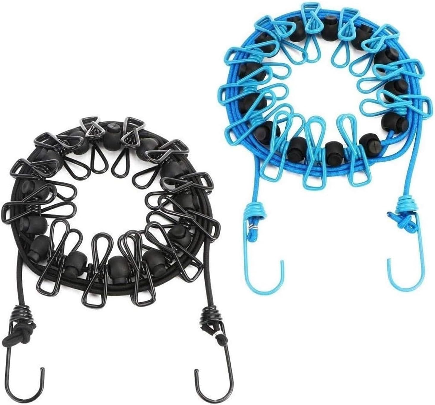 2Pcs Portable Clothesline with 12 Clothespins, Windproof Travel Clothesline Stretchy Retractable, Elastic Laundry Clothes Line for Travel, Camping, Hotel, Balcony, Backyard, and Indoor Use image number 4