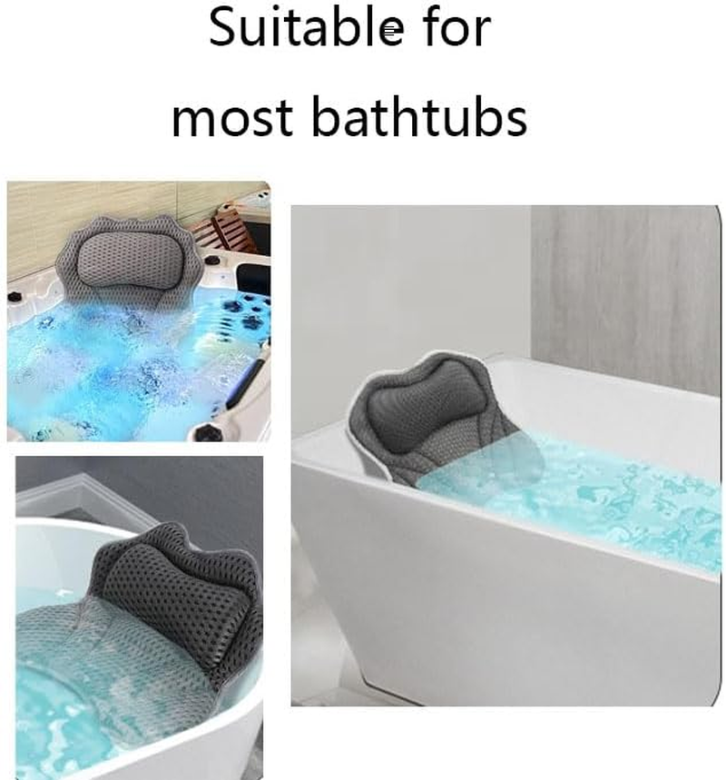 SOVYOULIVE Bath Pillow Ergonomic Luxury Bathtub Pillow with Head,Neck, Shoulder and Back Support, 4D Bath Pillows for Tub with 6 Powerful Suction Cups, Fits All Bathtub