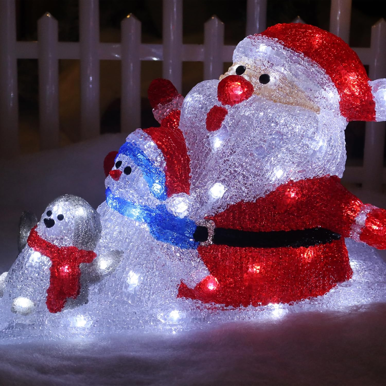 Lexi Lighting Acrylic Santa Penguin and Snowman Led-Lighted Display, 6-Hour On/Off Timer, Xmas Decoration, Indoor/Outdoor Display for Holiday D&eacute;cor image number 5