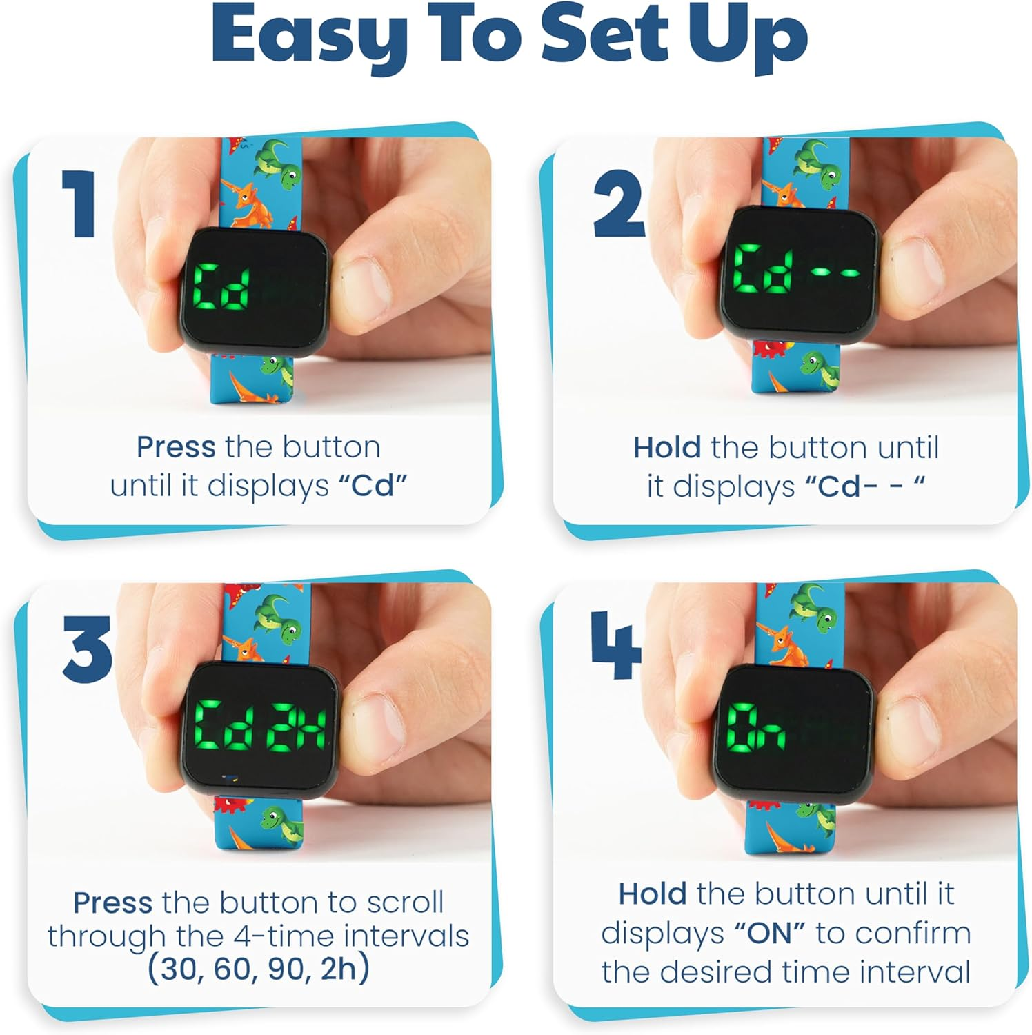 Potty Training Watch & Board Book for Kids &ndash; a Water Resistant Potty Reminder Device for Boys & Girls - Train Your Toddler with Fun Musical or Vibration Reminders and Printed Board Book (Dinosaur) image number 4