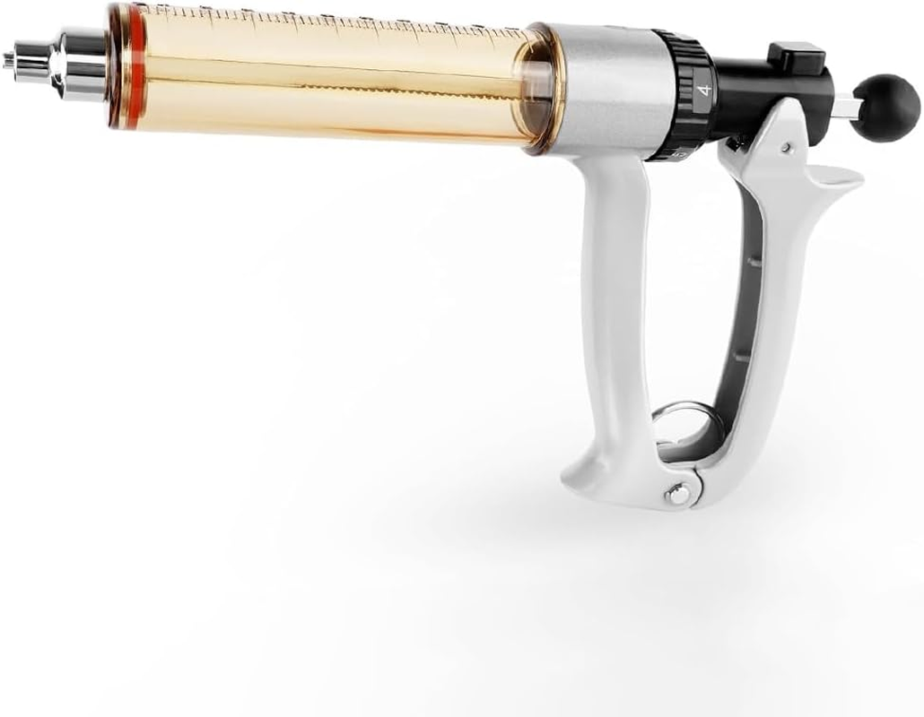 GUDAJIN 50Ml Semi-Automatic Livestock Syringe, Veterinary Pull Rod Syringe, Continuous Repeat Syringe with Adjustable Dose, Veterinary Vaccine Injection, Suitable for Farms and Ranches