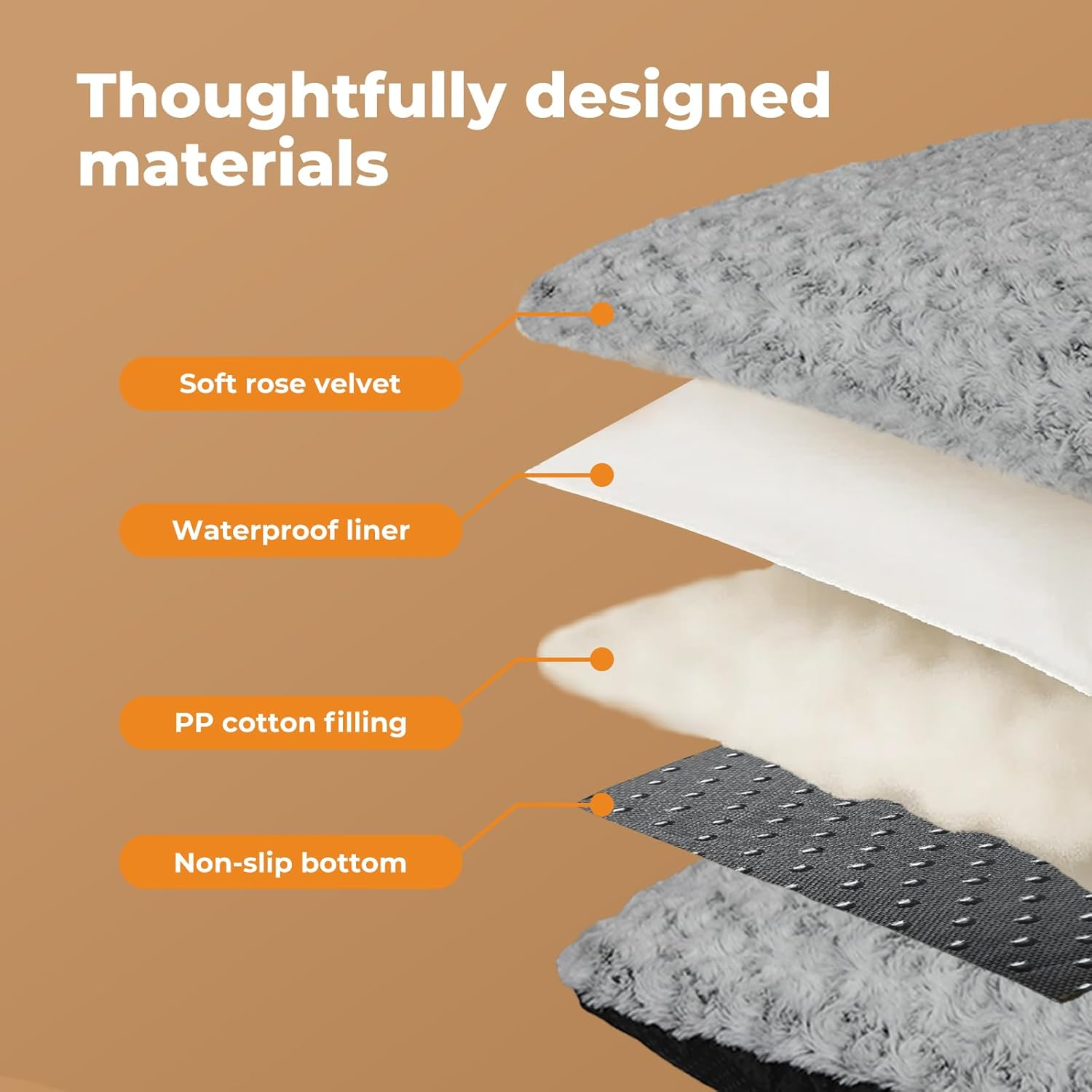 Pawz Calming Dog Bed for Medium Dogs,Fluffy Velvet Pet Bed for Dogs Cats,Anti Anxiety Pet Beds Dog Mattress Mat with Non-Slip Bottom, Waterproof Liner,Machine Washable Dog Bed Cushion(Medium) image number 2