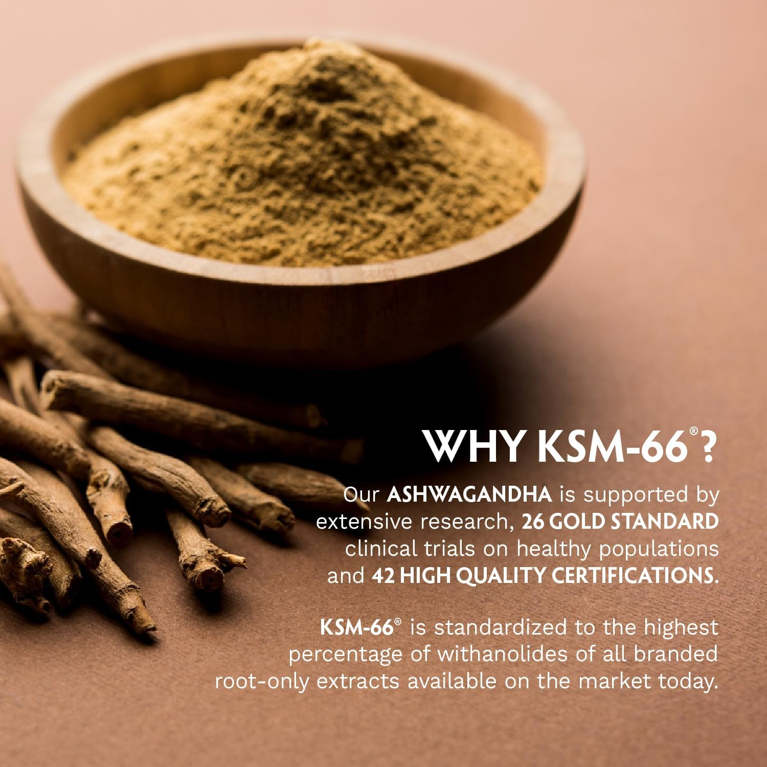 KSM-66 Organic Ashwagandha Capsules, Pure Root Powder Extract - 120 Vegetarian Vcaps - Highest Potency 5% Withanolides - Stress & Anxiety Relief, Cortisol Manager, Adrenal Support, Thyroid Support image number 3