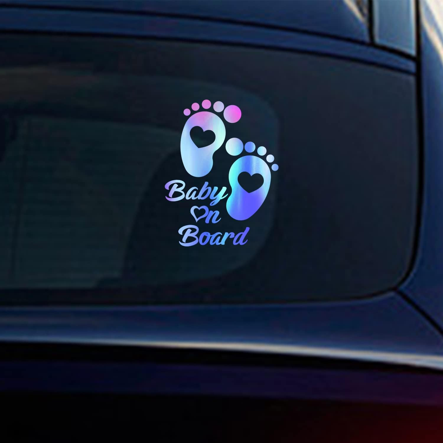 Baby on Board Stickers for Cars, Nouiroy Love Feet Baby in Car Decals and Stickers Size 7.9 * 6.1In Lovely Car Window Bumper Sticker Safety Warning Sign Auto Vinyl Sticker Waterproof, Laser Blue