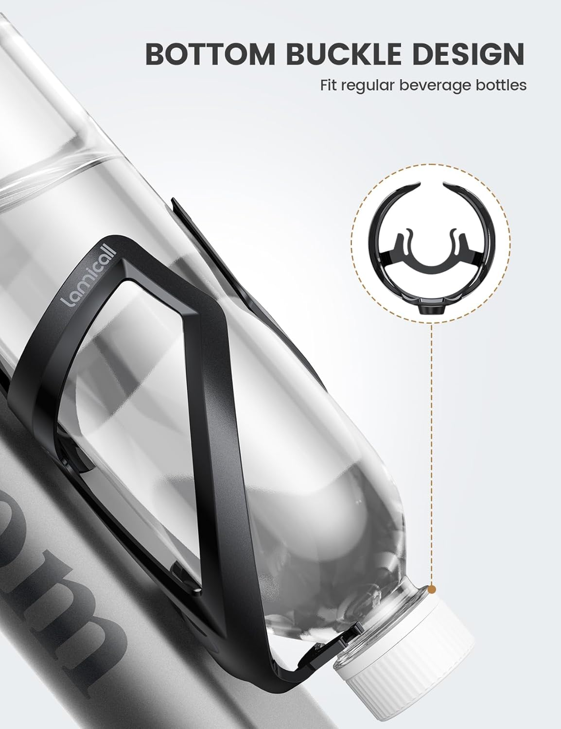 Lamicall Bike Water Bottle Holder - Lightweight & Sturdy Bike Cup Holder, Bicycle Drink Cage, Cycling Bike Water Bottle Cage with Screw Tool, for 2.75-3.95" Diameter Bottles image number 1