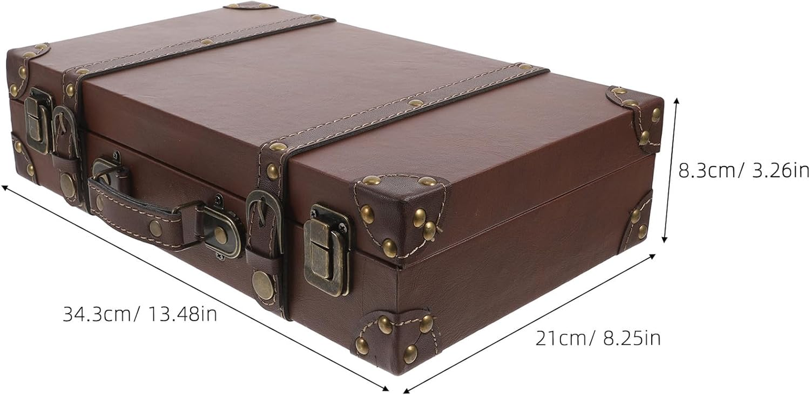 Homoyoyo Vintage Small Leather Suitcase Retro Travel Trunk Vintage Luggage Storage Organizer for Fashion Store Decor and Photography Props image number 2