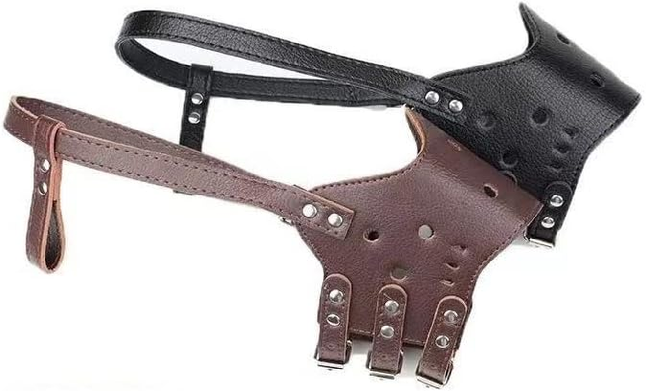 AIMALL 1PC Adjustable Leather Pet Dog Muzzle - anti Barking, Bite, and Chewing, Soft Embossed PU Material with Zinc Alloy Accessories, Ideal for Grooming & Vet Visits image number 2
