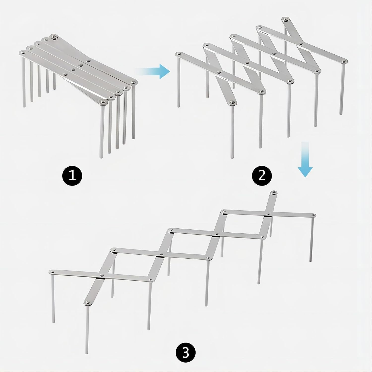 Lyfengdeam Pot Lid Holder, Adjustable Pot Lid Organizer, Kitchen Cabinet Pantry Pan and Pot Lid Organizer Rack Holder Adjustable Plate Organizer Rack, Retractable Small Dish Drying Rack (2 Pcs) image number 3