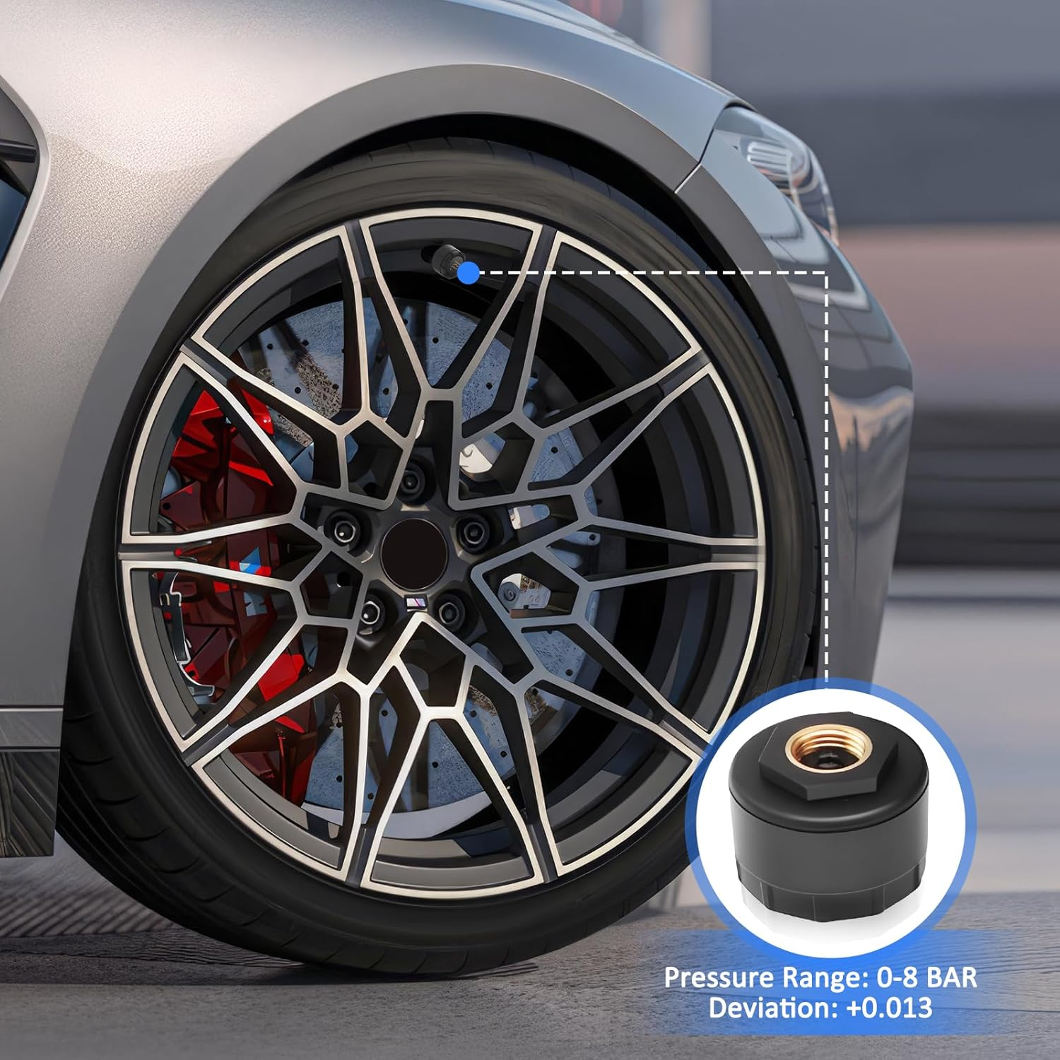 USB Car Tyre Pressure Monitoring System, Android TPMS for Android Navigation with 4 External Sensors, Auto Alarm, TPMS for Trucks Campers Trailers Sedan SUV RV MPV 0-116Psi image number 3