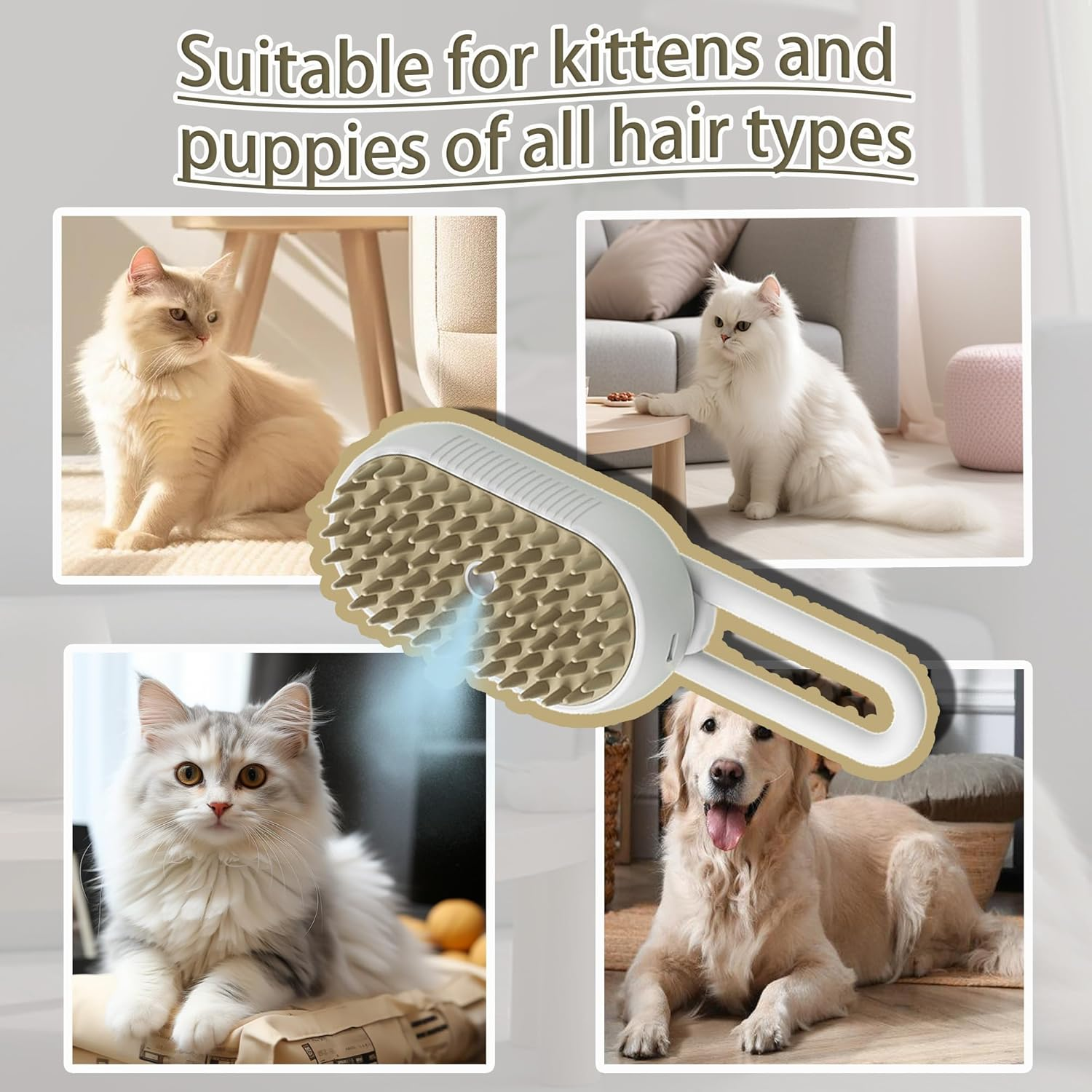 Cloud Care Cat Steam Brush - Self Cleaning Spritz Defur Comb Grooming Brush for Long & Short Hair of Cats & Dogs