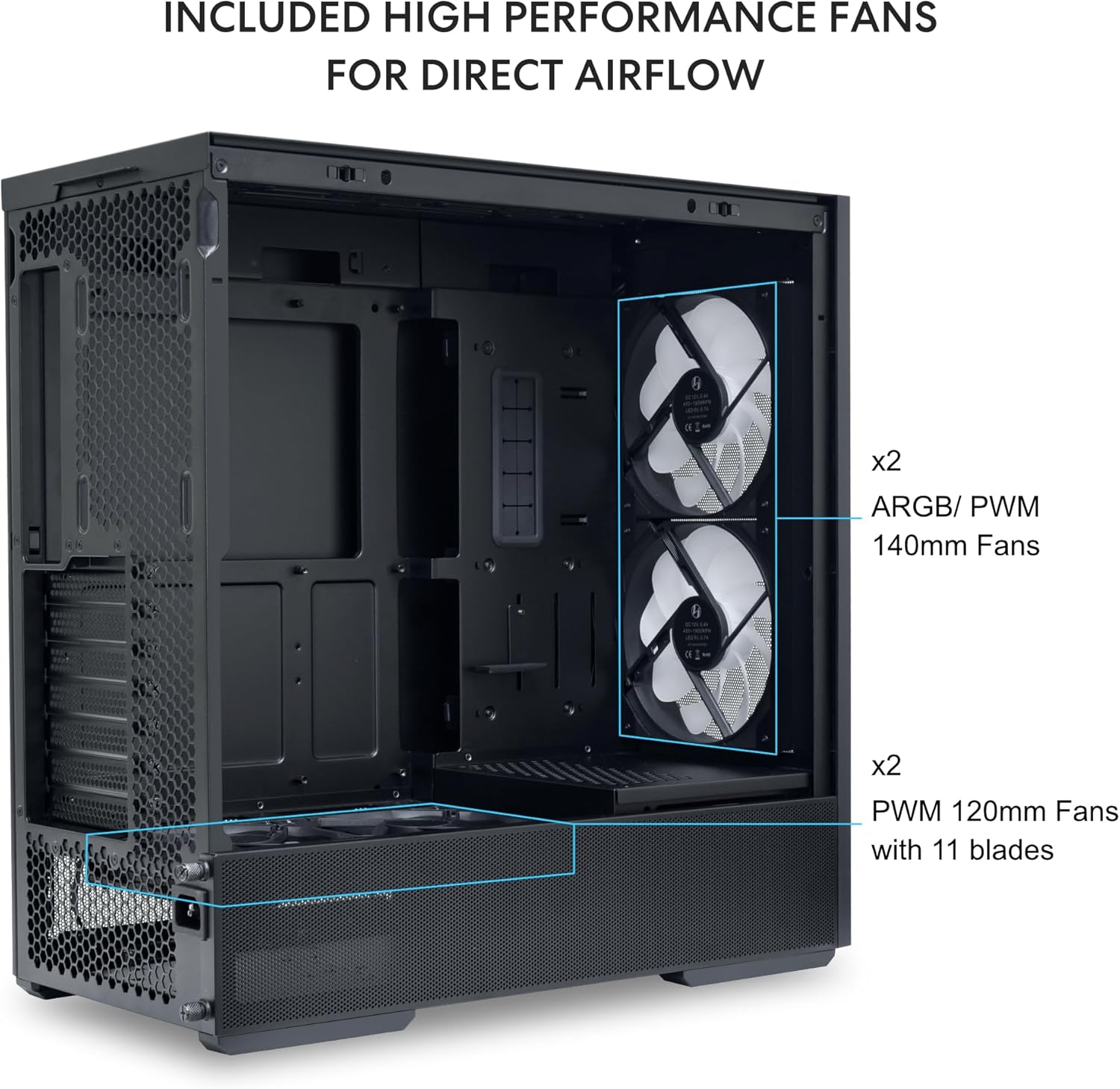 LIAN LI LANCOOL 207 Compact ATX RGB Gaming Computer Case, Airflow Optimized Mesh Panels Tower Chassis W/ 2X140Mm Argb,2X120Mm PWM Fans Pre-Installed, USB Type-C Port, Tempered Glass Side Panel (Black) image number 1