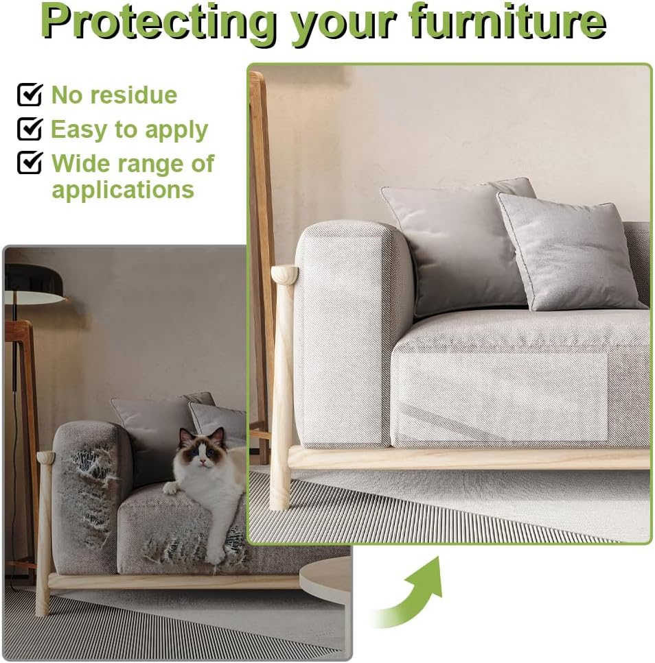 Sofa Transparent Scratch Protection Pad Furniture Protector Cat Scratching Film Cat Self-Adhesive Cat Scratch Protection Anti-Scratch Tape for Furniture Couch Sofa Wall image number 4
