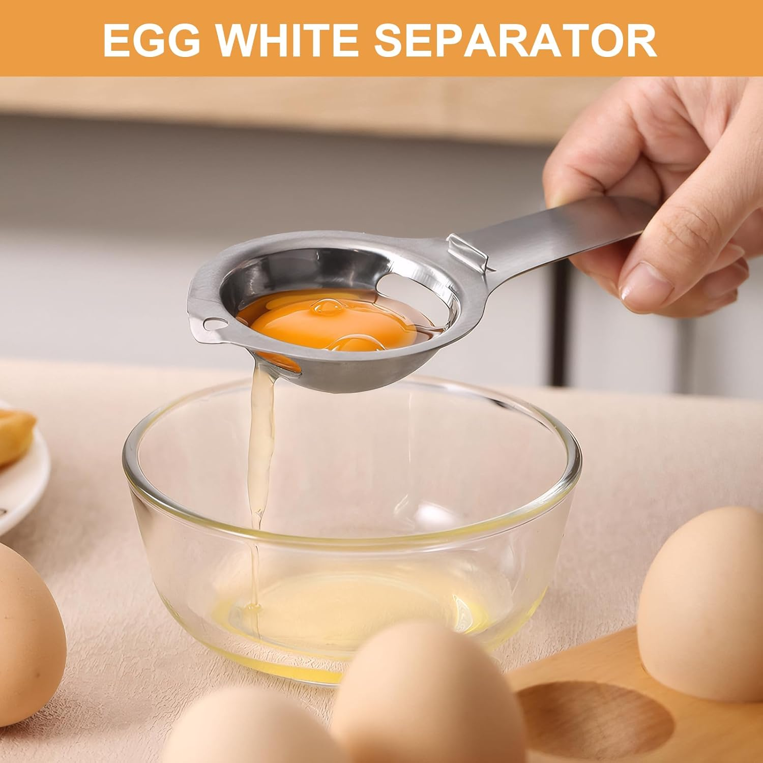 Stainless Steel Egg Cutter, Egg Separator, Egg Opener, Shell Remover and Top Opener for Soft or Hard Boiled Eggs, Yolk & Egg White Filter, Kitchen Gadget Tool for Raw and Boiled Eggs image number 1