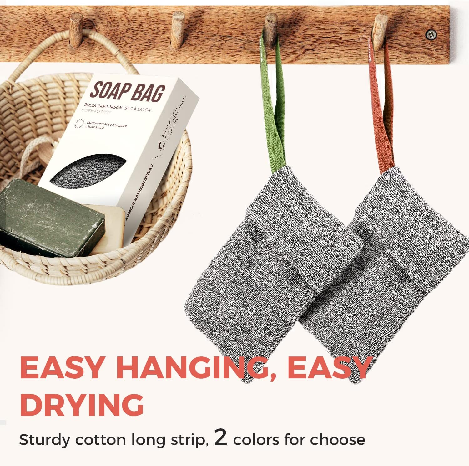 ZOMCHI Pack of 2 Soap Bags for Shower, Soap Bag for Premium Body Washer, Exfoliating Soap Net, Your Bar Soap Best Partner image number 3