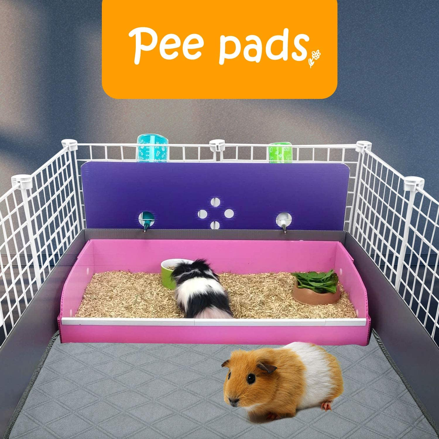 BWOGUE Guinea Pig Fleece Cage Liners, 2 Pack Washable Guinea Pig Pee Pads, Waterproof Reusable& anti Slip Guinea Pig Bedding Super Absorbent Pee Pad for Small Animals image number 6