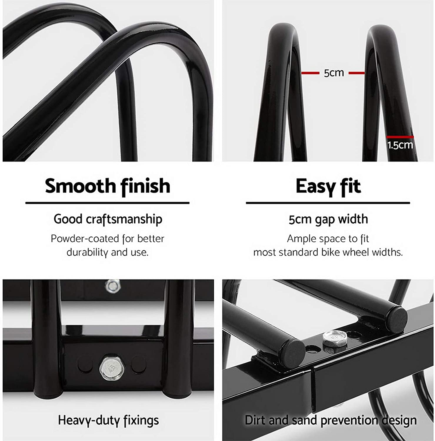 Weisshorn 4 Bike Stand Storage Rack, Road Bikes Holder Foot Floor Parking Stands Balance Bicycle Storages Outdoor Garage Park Tool Cycling Equipment, Steel Construction Black image number 5