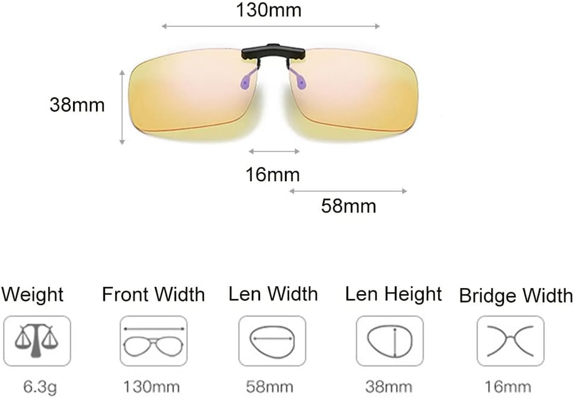 Sagasave Glasses Clip on Fashion anti Blue Light Blocking Filtering for Computer Gaming Reading Reader Glasses - Yellow image number 2