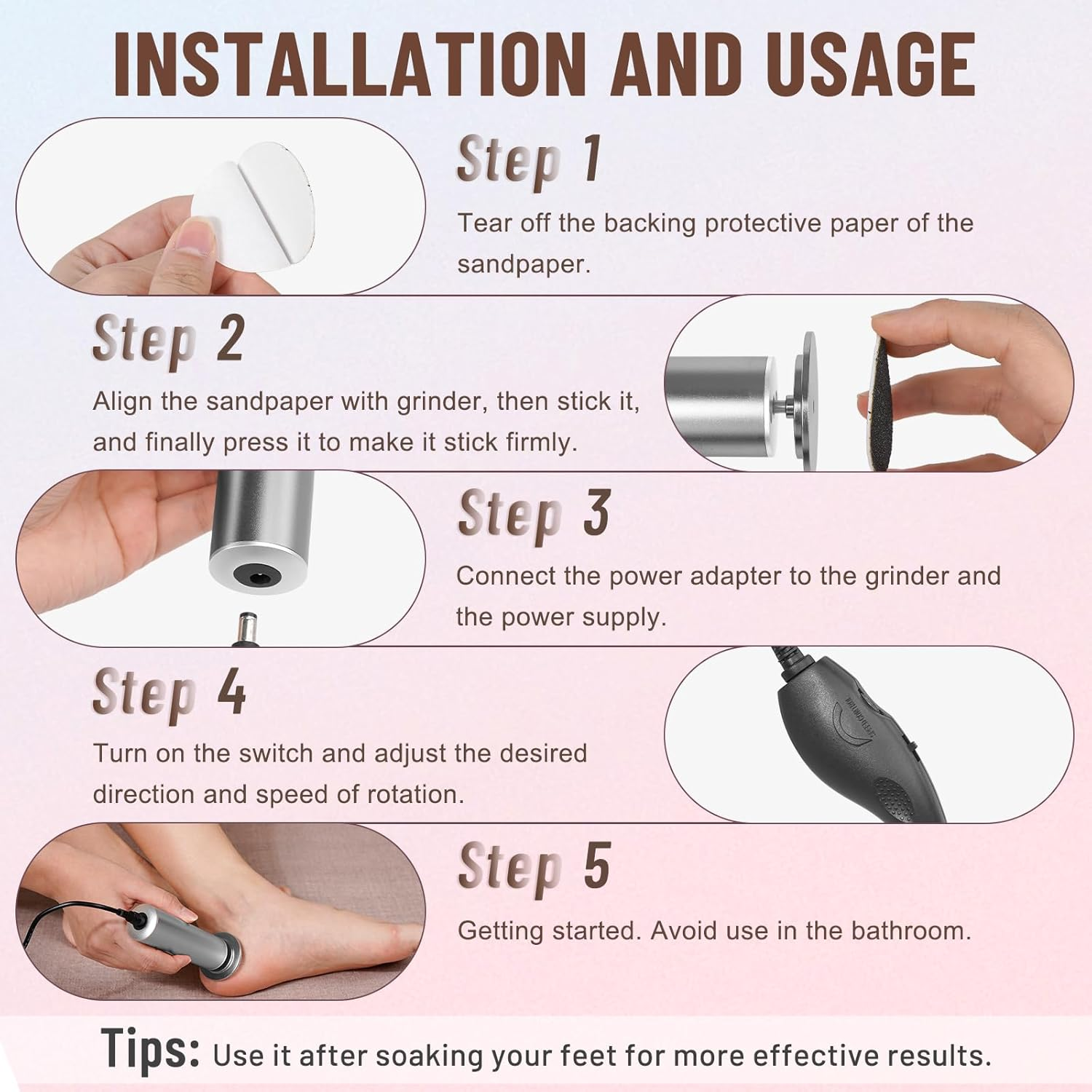 Electric Foot File Callus Remover for Feet (FSA HSA Eligible), Electric Foot Filer Callus Remover for Men & Women - Professional Foot Grinder Pedicure Tool