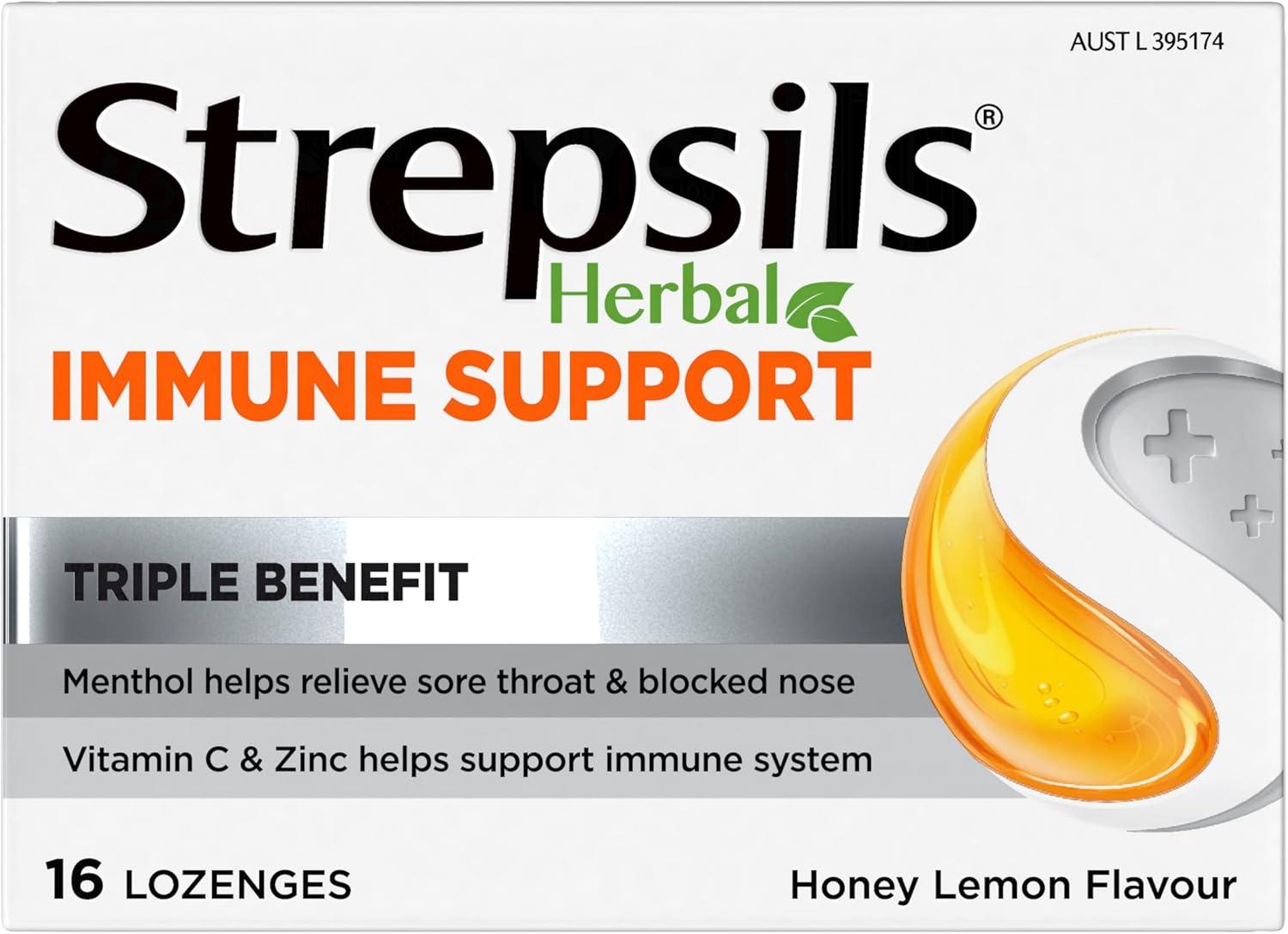 Strepsils Herbal Immune Support Lozenges, Honey Lemon, 16 Pack image number 5