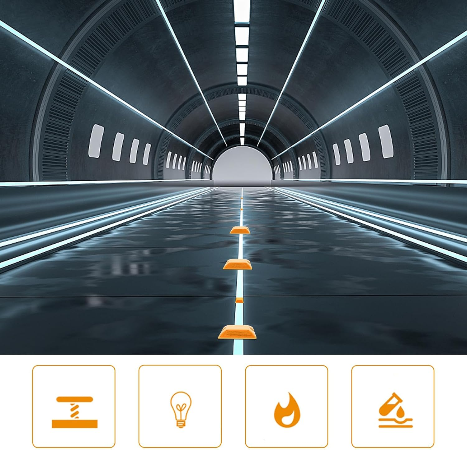 ULTECHNOVO Road Reflectors Pack of 8 | 4 by 4 Inch Street Pavement and Asphalt Stud Markers | Great for Speed Bumps, Sidewalks, Pedestrian Crossings, Freeways and Driveways | Industrial Grade Material image number 4