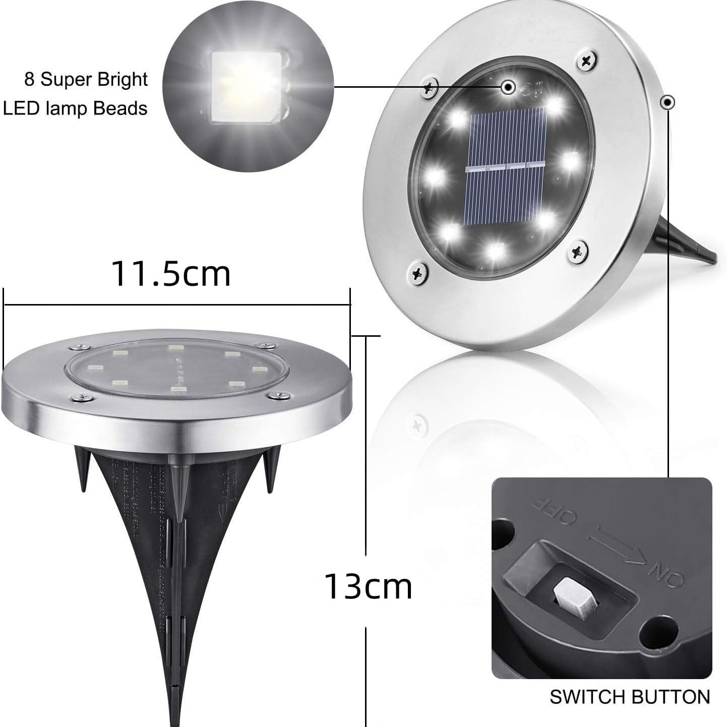 Solar Ground Lights, 12 Pack Garden Lights Solar Powered, LED Solar Pathway Lights Outdoor, In-Ground Lights LED Landscape Lighting for Pathway Patio Walkway Yard Lawn Deck (Warm White)