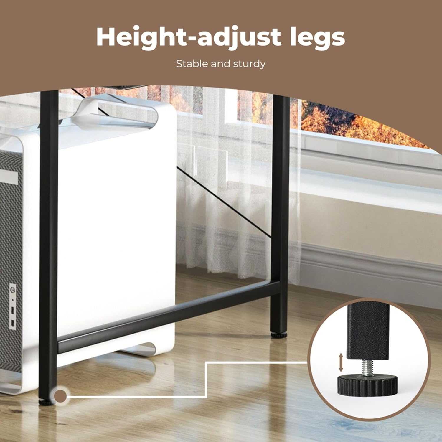 Levede Corner Desk with Storage Shelves, Industrial L-Shaped Gaming Computer Desk with Side Bags for Small Space, Modern Simple Writing Table for Home Office Desk(100Cm X 80Cm X 75Cm, Brown) image number 1