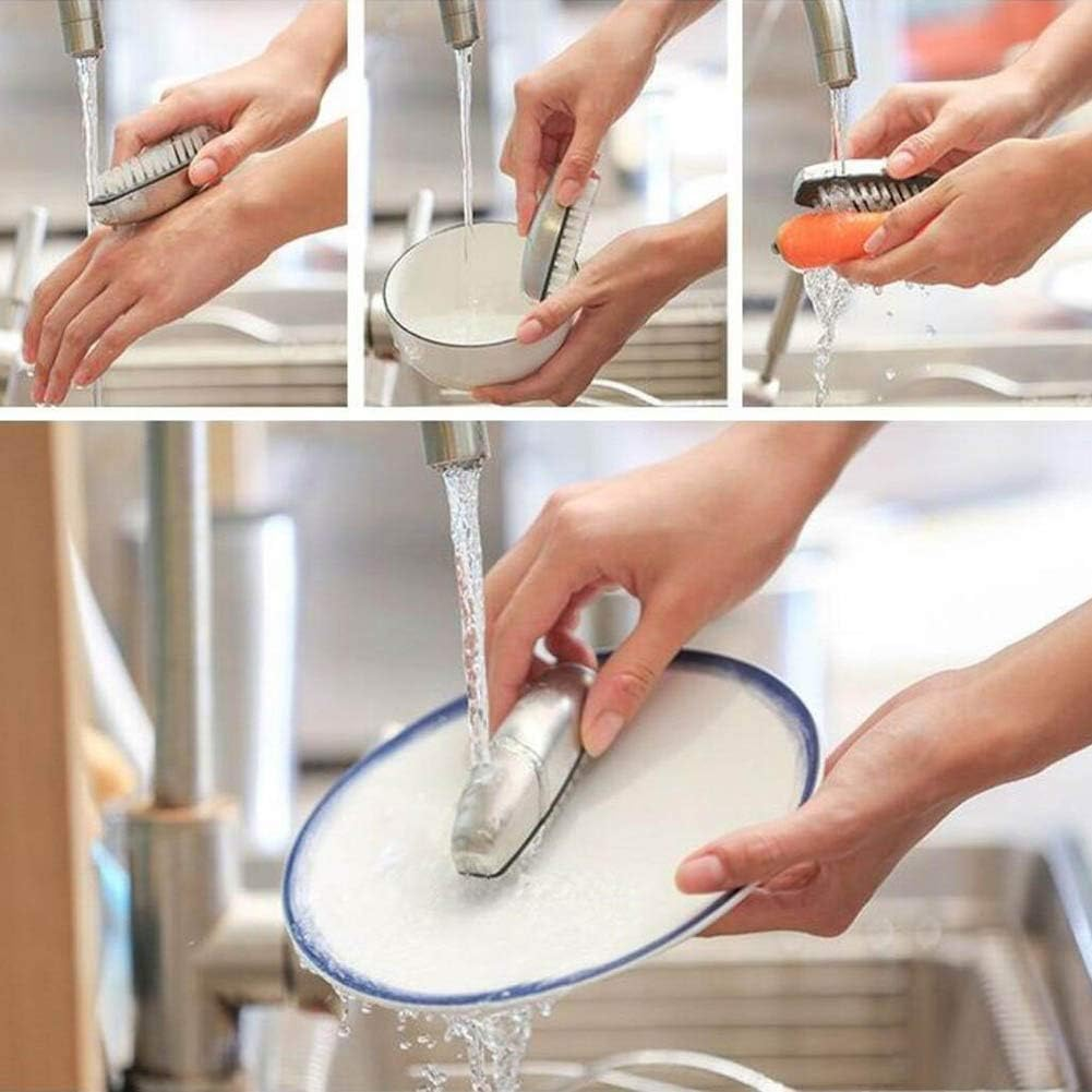 Hand Wash Brush Stainless Steel Hand Cleaning Brush Small Nail Brush Fingernail Brush Hand Wash Brush Massage Brush Cleaning Brush Two in One image number 2
