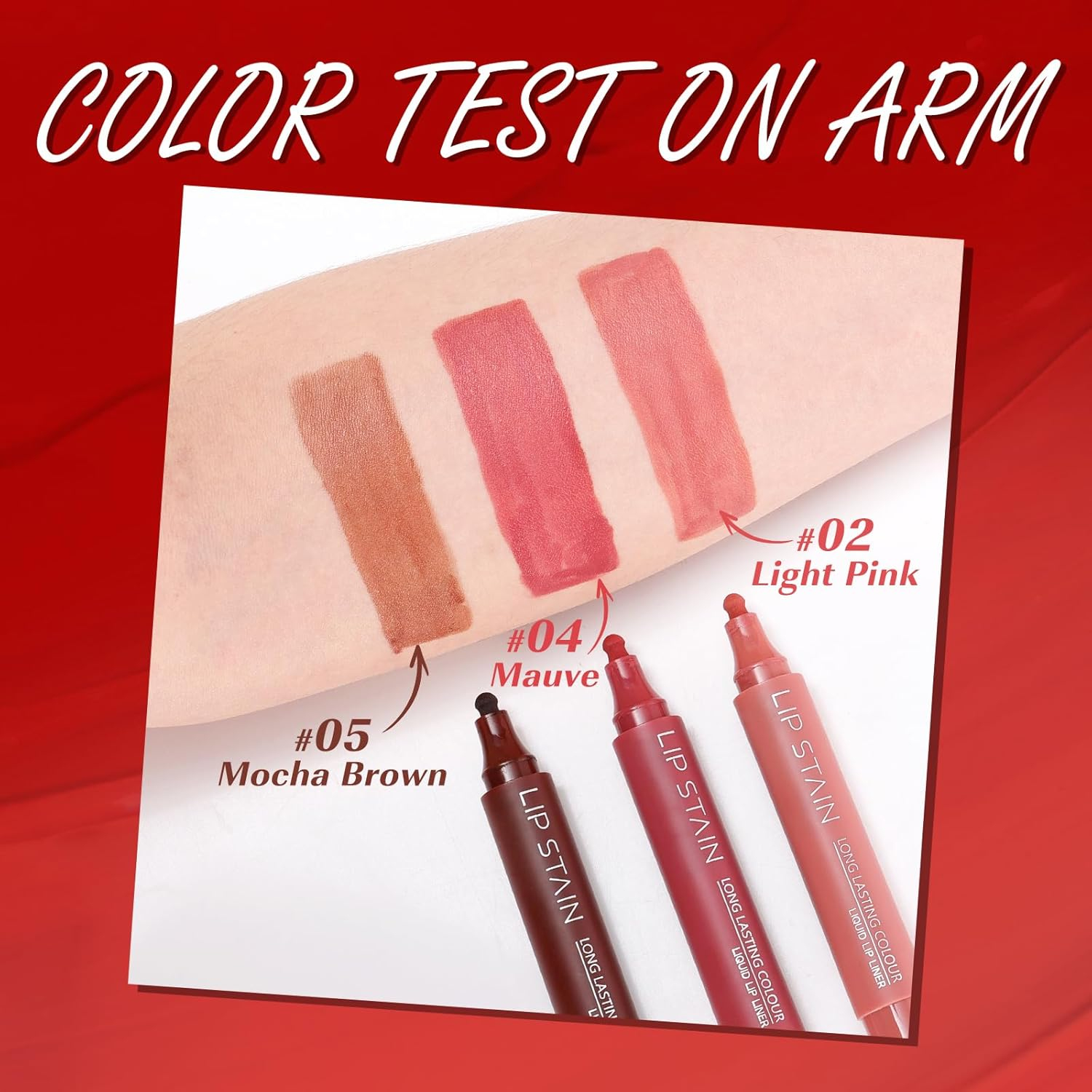 DAGEDA Lip Stain, Matte Color Look Lip Stain Marker, Waterproof Long Lasting Lip Liner, Smudge-Proof All Day Wear, Highly Pigmented, Smooth Application Marker Tint with Gourd Head 02 - Light Pink image number 4