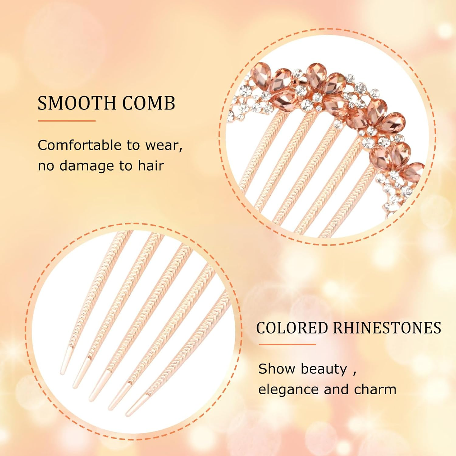 DHWEKU Rhinestone Hair Comb Hair Accessories Comb 3 Pieces Butterflies and Flowers Hair Comb with Rhinestones, 3 Colours Bridal Hair Accessories Hair Side Comb for Women and Girls