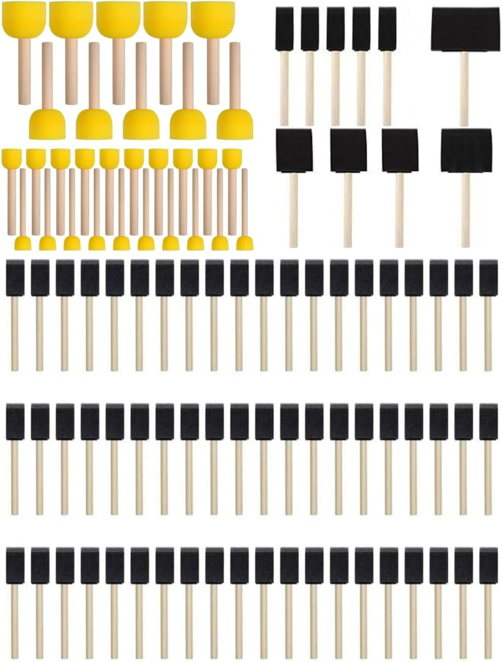 Glowify Foam Paint Brush, 100 Pieces,70 Pieces +30 Pieces, Foam Sponge Wooden Handle Paint Brush Set, Light Weight, Durable, Suitable for Acrylic, Stains, Varnish, Artworks image number 5