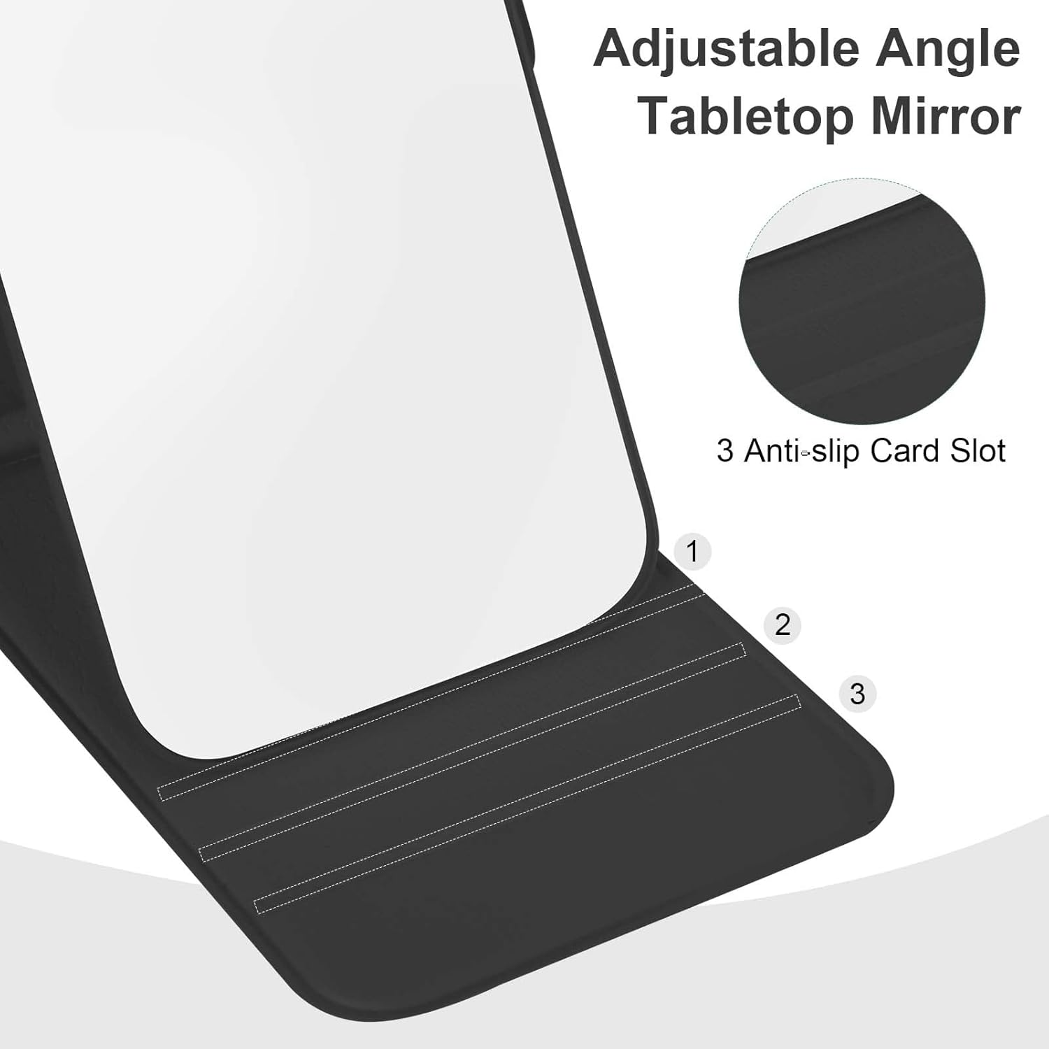 Travel Mirror, Foldable Mirror with Cortical Bowl, Pocket Mirror, Makeup Mirrors for Children, Portable Super HD Mirrors Ultra-Thin and Durable for Home, Travel Use (Black) image number 4