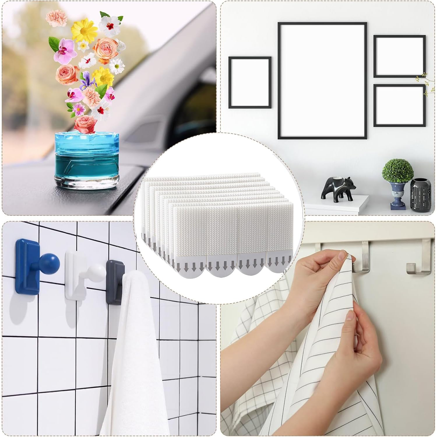 SAHENITEA 24 Pairs(48 Strips) Adhesive Strips,Picture Hanging Strips Heavy Duty, Hook and Loop Tape, Picture Hanging Strips for Pictures, Frames, Mirrors, Wall Decoration and Signage image number 1