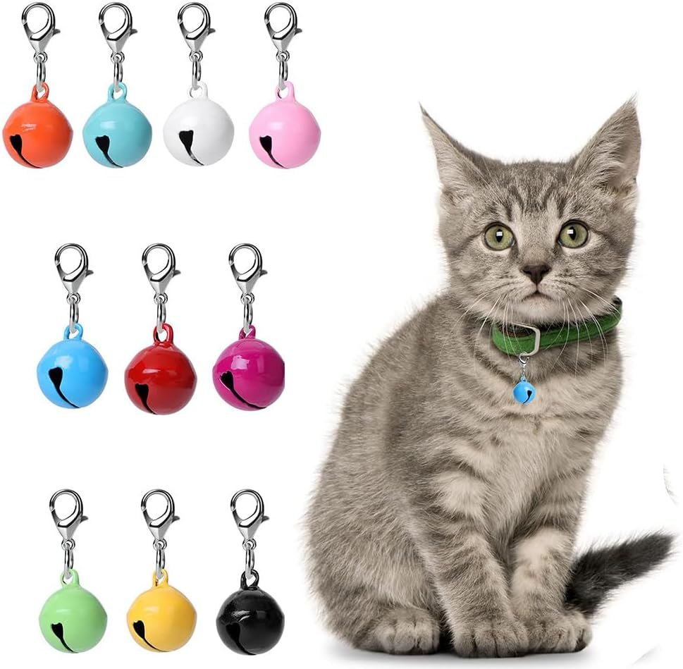 10 Pcs Cat Dog Collar Bells, Jingle Bell for Cat Collar, Dog Collar Charms, Colourful Pet Small Bells with Clasps, Pet Collar Accessories, Festival Party DIY Crafts Decoration for Dog Cat Pet image number 3