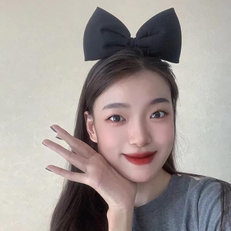 Black Hair Bow Bowknot Headbands for Women Girls Big Bow Headband Head Bands with Bow Hair Bands for Women'S Hair Non Slip Cosplay Headband Birthday Christmas Party Hair Accessories for Women image number 5